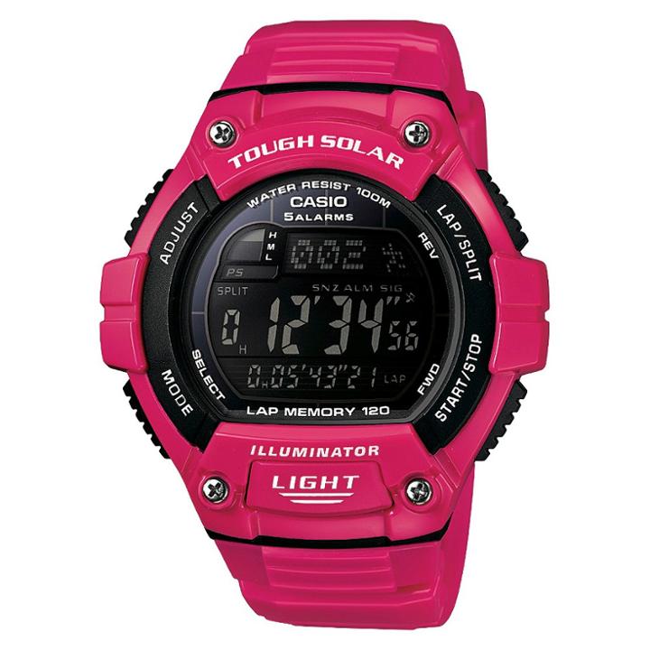 Casio Solar Multi-function 120-lap Runner Watch Glossy Strap - Hot Pink (ws220c-4bvcf)
