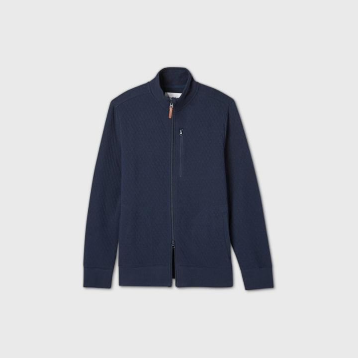 Men's Standard Fit Full Zip Fleece Sweatshirt - Goodfellow & Co Blue