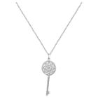 Zirconmania Women's Zirconite Four Leaf Cubic Zirconia Key Pendant-16, Clear