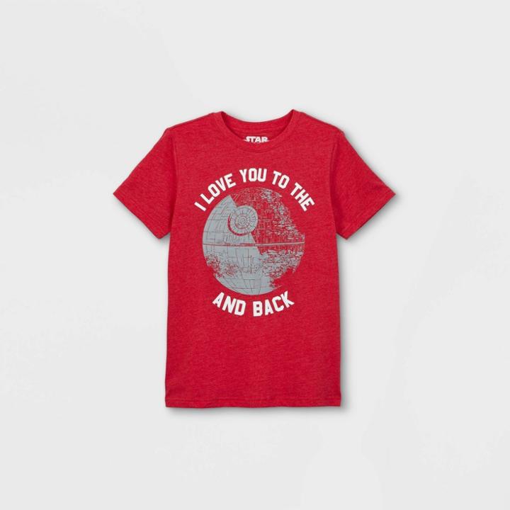 Boys' Star Wars 'i Love You To The Moon And Back' Short Sleeve Graphic T-shirt - Red