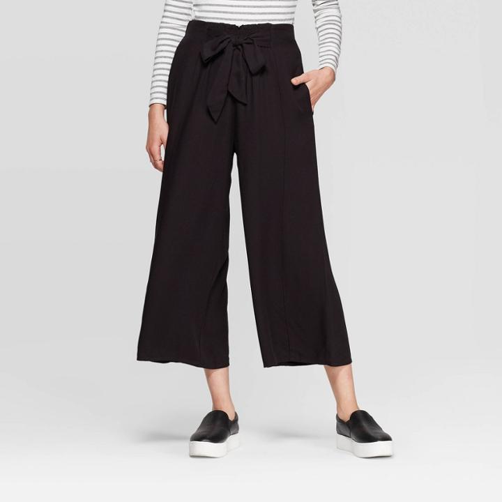 Women's Mid-rise Tie Waist Palazzo Pants - Xhilaration Black