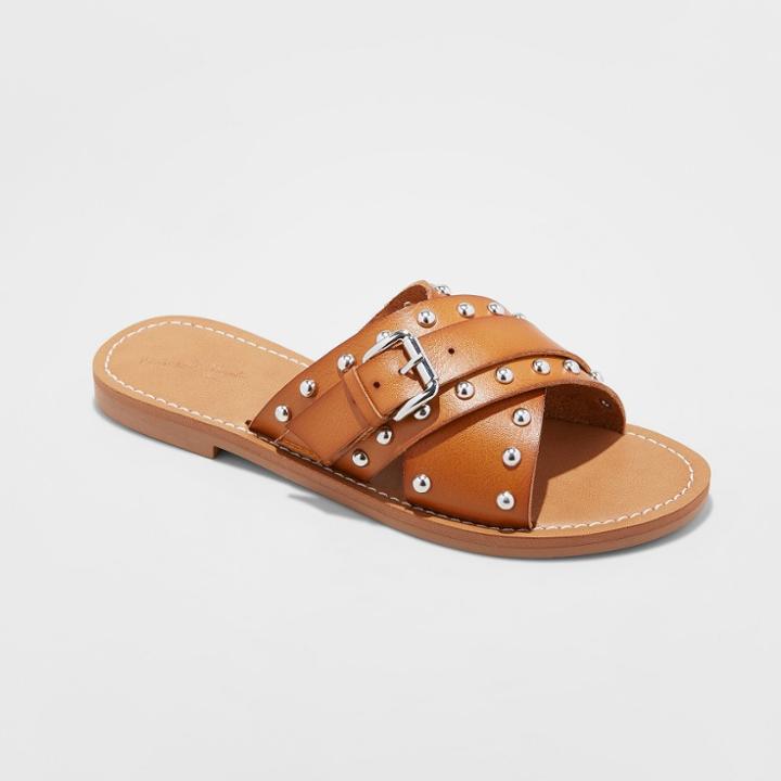 Target Women's Kellan Studded Crossband Slide Sandals - Universal Thread Cognac (red)