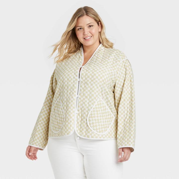 Women's Plus Size Quilted Jacket - Universal Thread Off-white