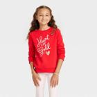 Girls' Valentines Day Printed Pullover Sweatshirt - Cat & Jack Red