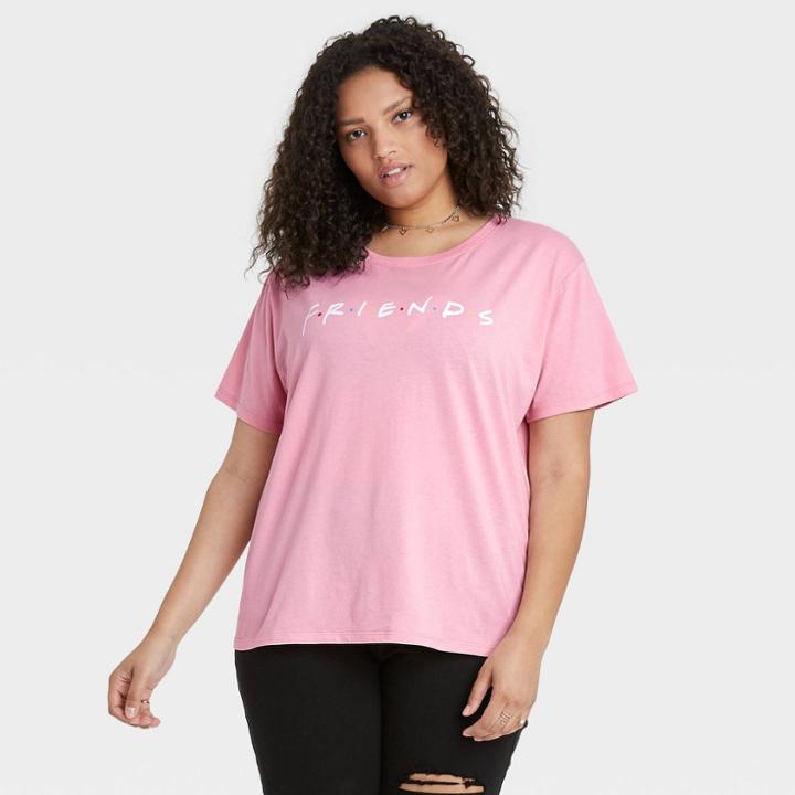 Women's Friends Plus Size Logo Short Sleeve Graphic T-shirt - Pink