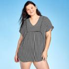 Women's Woven Kaftan Cover Up Dress - Xhilaration Black Stripe M,