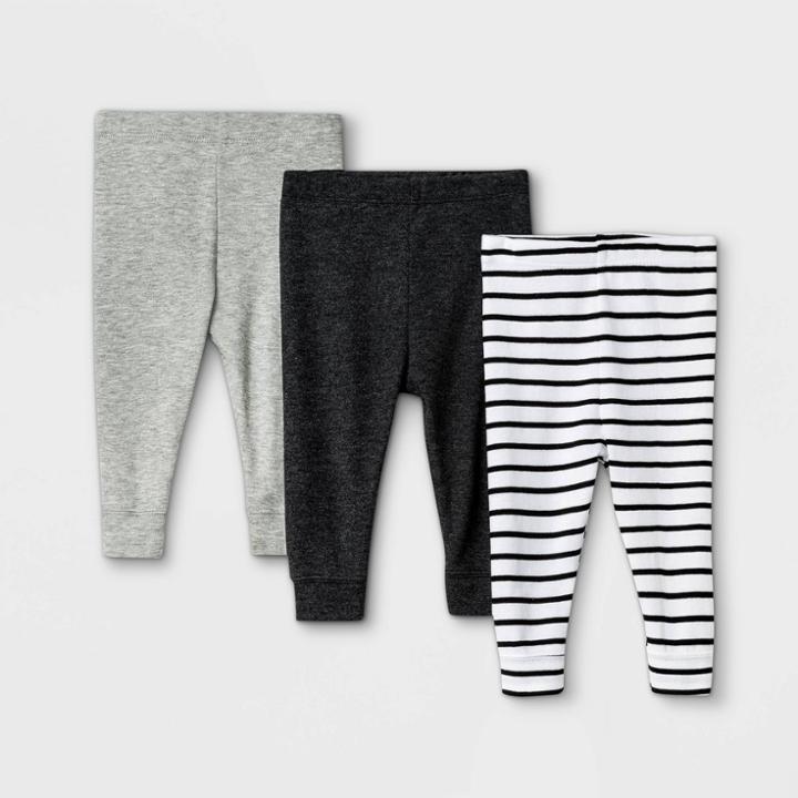 Baby 3pk Pull-on Pants - Cloud Island Black/gray