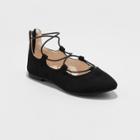 Girls' Evita Wide Width Ballet Flat - Cat & Jack Black 2w,