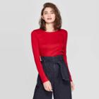 Women's Regular Fit Long Sleeve Crewneck T-shirt - A New Day Red Velvet M,