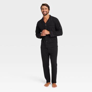 Hanes Premium Men's Knit Long Sleeve Pajama Set - Black