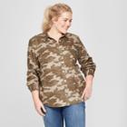 Women's Plus Size Camo Print Long Sleeve Camden Button-down Shirt - Universal Thread Olive X, Green