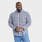 Men's Big & Tall Lightweight Flannel Long Sleeve Button-down Shirt - Goodfellow & Co Dark Blue