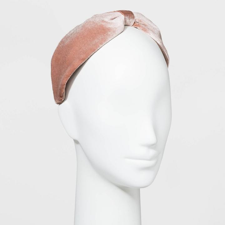 Wide Velvet Knot Front Headband - A New Day Pink