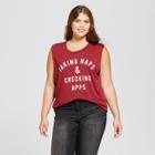 Fifth Sun Women's Plus Size Taking Naps And Checking Apps Graphic Tank Top Burgundy 3x - Fifth
