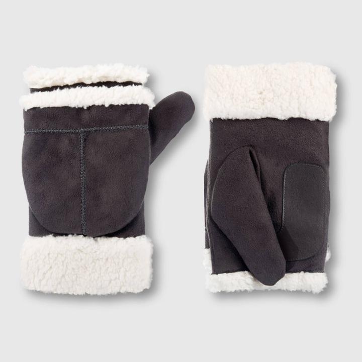 Isotoner Adult Microsuede Flip Top Mittens - Gray