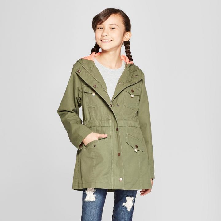 Girls' Twill Parka Jacket - Cat & Jack Vermont Green