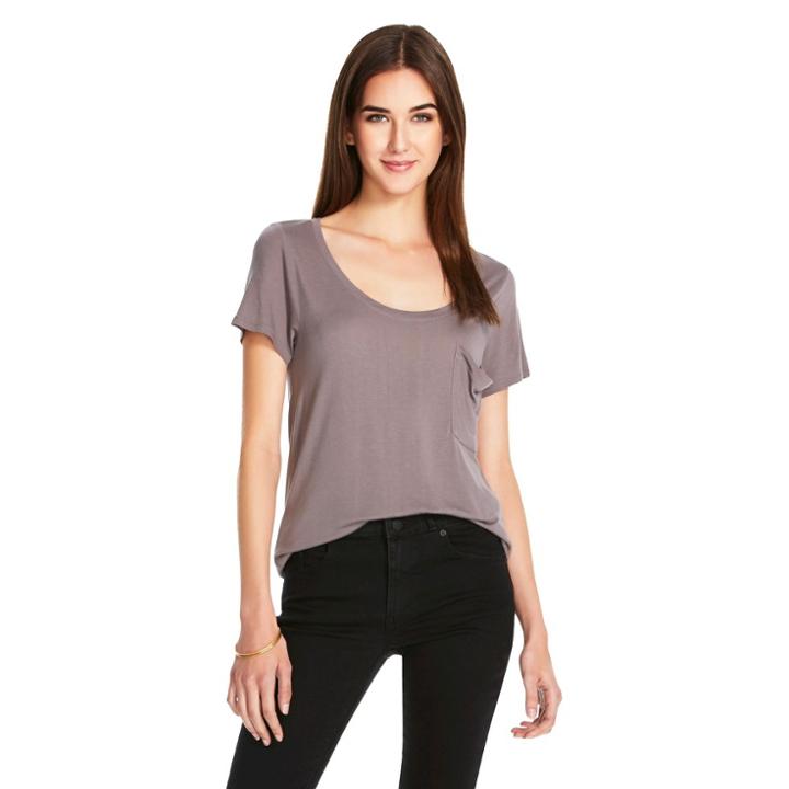Women's Crew Neck Micromodal T-shirt With Pocket Gray Xl - Mossimo, Aventail Gray