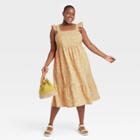 Women's Plus Size Ruffle Sleeveless Dress - Universal Thread Yellow Floral