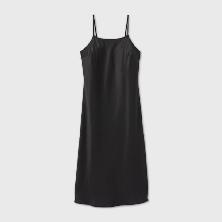 Women's Satin Slip Dress - A New Day Black