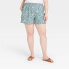 Women's Plus Size Floral Print High-rise Pull-on Shorts - Universal Thread Blue
