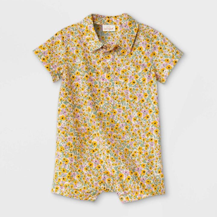 Baby Boys' Floral Woven Romper - Cat & Jack Yellow Newborn