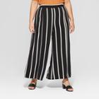 Women's Plus Size Mid-rise Striped Wide Leg Palazzo Pants - Who What Wear Black/white
