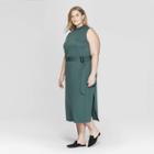 Women's Plus Size Sleeveless Crew Neck Knit Midi Dress - Prologue Green X