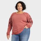 Women's Plus Size Embroidered Sweatshirt - Knox Rose Coral Floral
