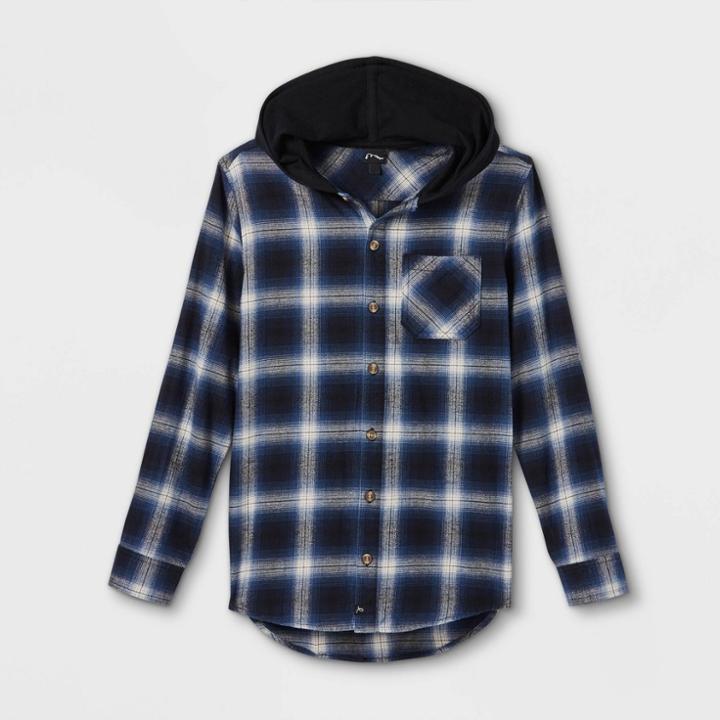 Plusboys' Flannel Long Sleeve Button-down Shirt - Art Class Blue