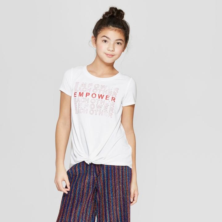 Girls' Twist Front Short Sleeve Graphic T-shirt - Art Class Pink