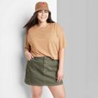 Women's Plus Size Short Sleeve Relaxed Fit Cropped T-shirt - Wild Fable Camel