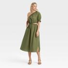 Women's Puff Short Sleeve Cut Out Dress - Who What Wear Olive Green