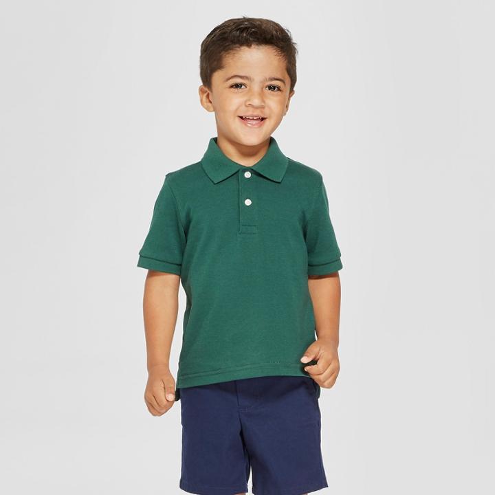 Toddler Boys' Short Sleeve Interlock Uniform Polo Shirt - Cat & Jack Green