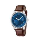 Men's Wenger City Classic - Swiss Made - Blue Dial Leather Strap Watch - Brown