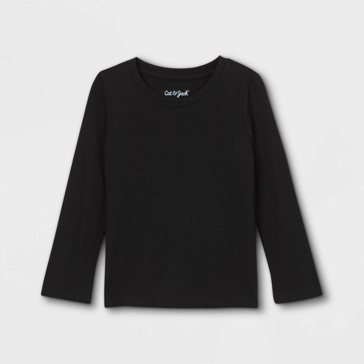 Toddler Girls' Solid Long Sleeve T-shirt - Cat & Jack Black