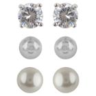 Distributed By Target Sterling Silver Cubic Zirconia Stud Earring Set -