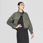 Women's Long Sleeve Oversize Crop Bomber Jacket - Prologue Olive