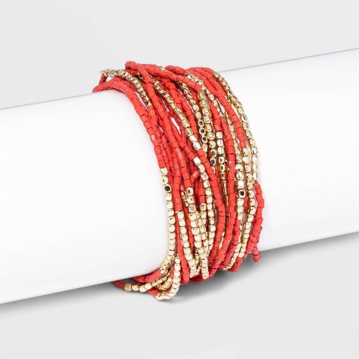 Multi Strand Seedbead Bracelet - A New Day Orange