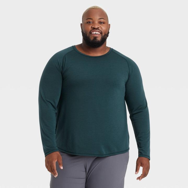 Men's Big & Tall Merino Wool Long Sleeve T-shirt - All In Motion Navy