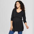 Maternity Long Sleeve Double Layer Nursing Top - Isabel Maternity By Ingrid & Isabel Black