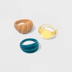 Acrylic Sprayed Ring Set 3pc - Wild Fable , Beige/blue/yellow