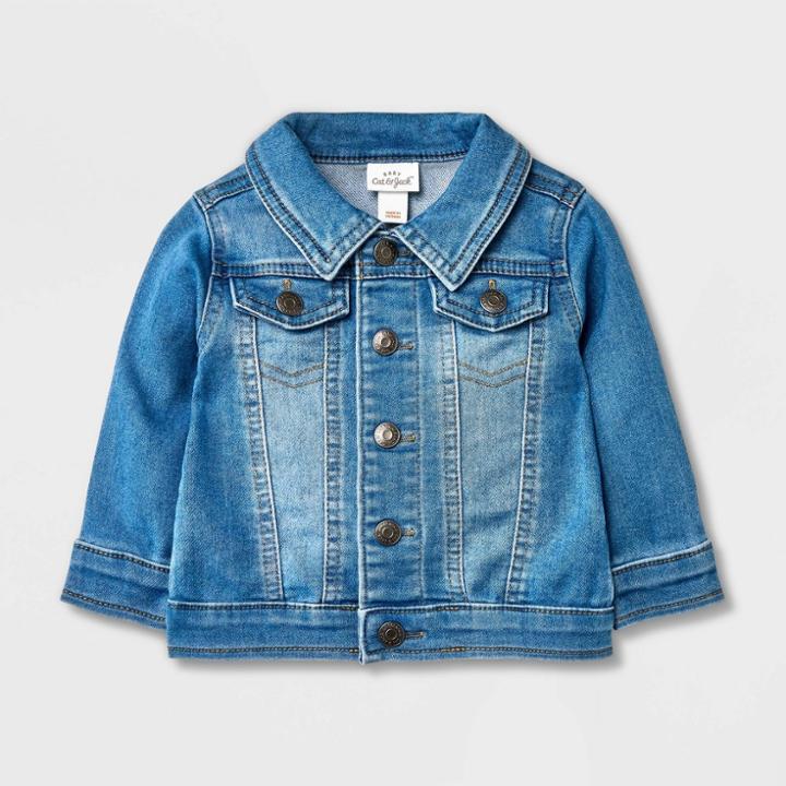 Baby Denim Jacket With Faux Pocket - Cat & Jack Light Blue Newborn