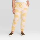 Women's Plus Size Mid-rise Tie-dye Jogger Pants - Universal Thread Yellow/white