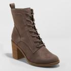 Women's Persia Microsuede Lace Up Heeled Fashion Bootie - Universal Thread Black 9w, Size: