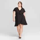 Women's Plus Size Polka Dot Short Sleeve Mini Wrap Dress - Who What Wear Black/white 4x, Black/white Polka Dot