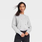 Women's Embroidered Fleece Sweatshirt - Universal Thread Gray Hearts
