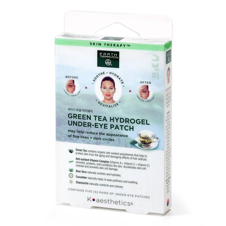 Earth Therapeutics Green Tea Hydrogel Under Eye Patches Facial Treatment