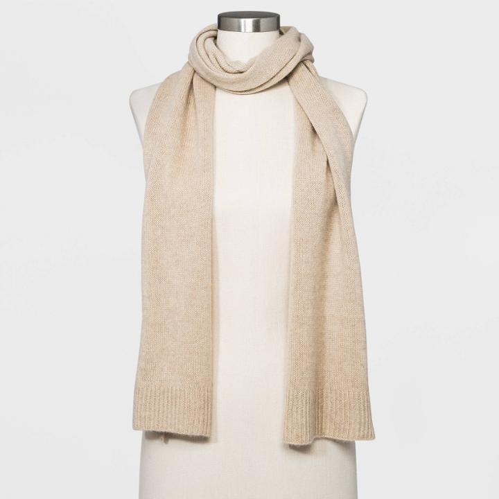 Women's Cashmere Scarf - A New Day Oatmeal One Size, Beige