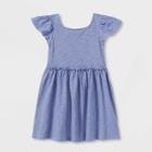 Toddler Girls' Short Sleeve Solid Knit Washed Dress - Cat & Jack Blue