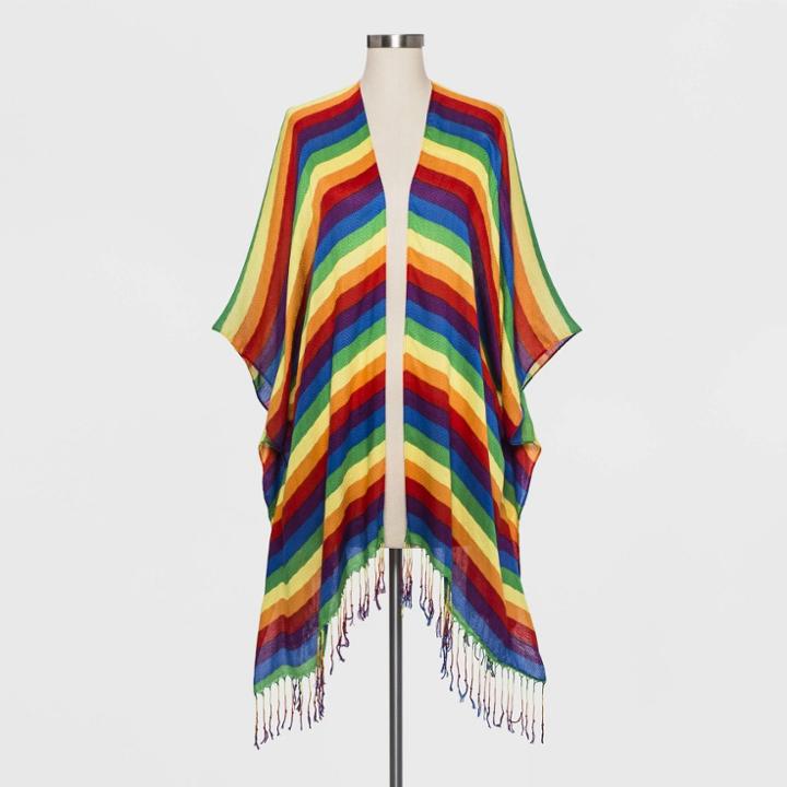 Weihai Luda Pride Adult Striped Gender Inclusive Ruana - Rainbow One Size, Adult Unisex
